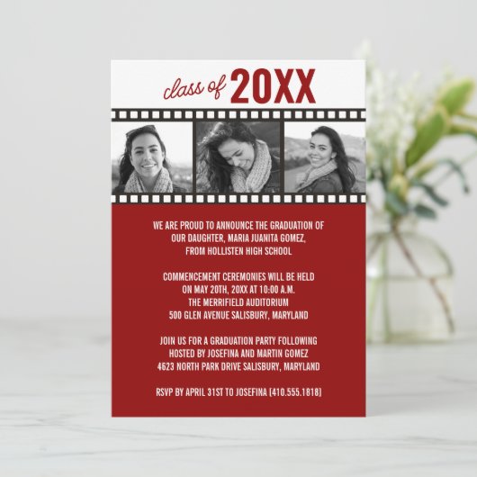 Aankondigingen voor fotografie [rood] (Staand voorkant)