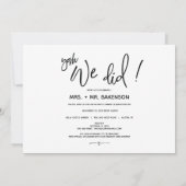 Aankondigings- en uitnodigingskaart voor weglopen kaart (Achterkant)