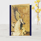 AANKONDIGINGSENGEL ,Goud Geel ,Blauwe Saffier Kaart (Gele Bloem)