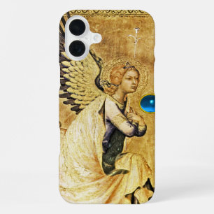 AANKONDIGINGSENGEL IN GOUD EN BLAUW, Perkament iPhone 16 Plus Hoesje