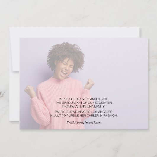 Aankondigingsfoto afstuderen (Achterkant)