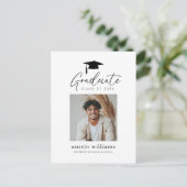 Aankondigingsfoto van afstuderende jongen briefkaart (Staand voorkant)