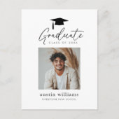 Aankondigingsfoto van afstuderende jongen briefkaart (Voorkant)