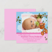 Aankondigingsfoto van kleine apenbaby meisje aankondiging (Voorkant / Achterkant)
