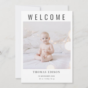 Aankondigingskaart geboorte   Welkom Baby Foto  Aankondiging