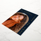 Aankondigingskaart met afstudeerfoto folie uitnodiging (Gedraaid)