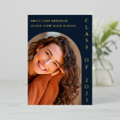 Aankondigingskaart met gradfoto folie uitnodiging (Staand Voorkant)