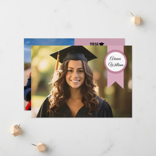 Aankondigingskaart sjabloon voor afstuderen (Voorkant / Achterkant in situ)