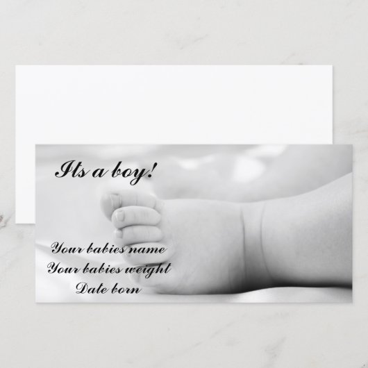 Aankondigingskaart voor baby's aankondiging (Voorkant / Achterkant)