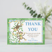 Aankondigingskaart voor Monkey Baby Shower bedankt (Staand voorkant)
