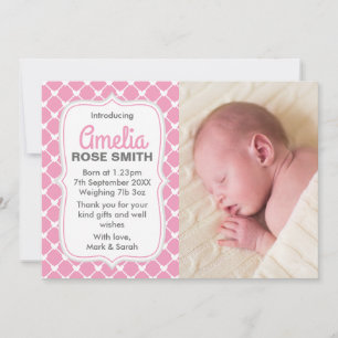 Aankondigingskaart voor nieuwe baby meisje/harteli aankondiging