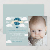 Aankondigingskaart voor nieuwe babyjongen/bedankka aankondiging (Voorkant / Achterkant)