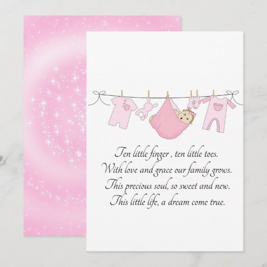 Aankondigingskaart voor pasgeboren baby aankondiging (Voorkant / Achterkant)