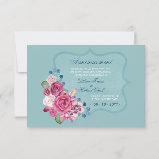 Aankondigingskaart voor uitgesteld evenement aankondiging (Voorkant)