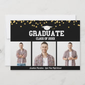 Aankondigingskaarten voor eindexamen met 3 foto's aankondiging (Voorkant)