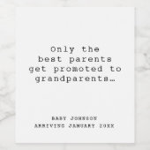 Aankondigingslabel voor grootouders Baby Wijn Etiket (Enkel label)