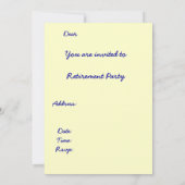 Aankondigingsnota voor blauwe bot-aftredingpartij kaart (Achterkant)