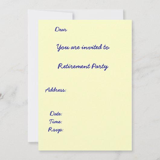 Aankondigingsnota voor blauwe bot-aftredingpartij kaart (Achterkant)