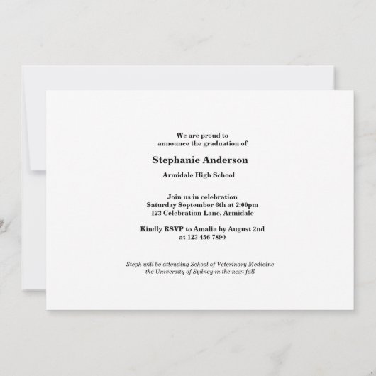 Aankondigingsuitnodiging voor Photo afstuderen Aankondiging (Achterkant)