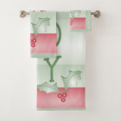 Aankoop van Holly Light Green Pink Christmas Bad Handdoek (Insitu)