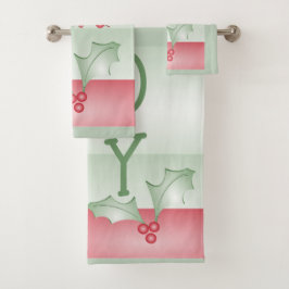 Aankoop van Holly Light Green Pink Christmas Bad Handdoek