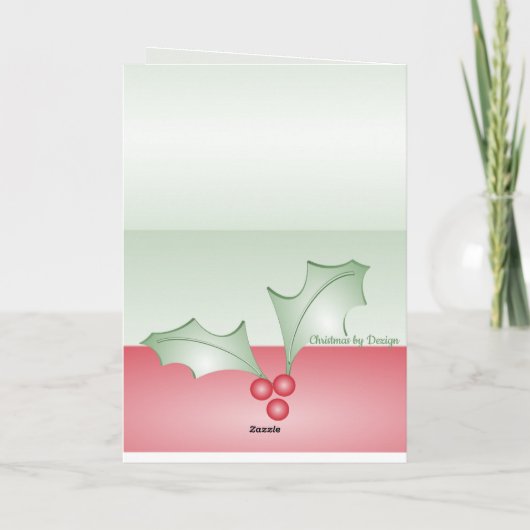 Aankoop van Holly Light Green Pink Christmas Kaart (Achterkant)