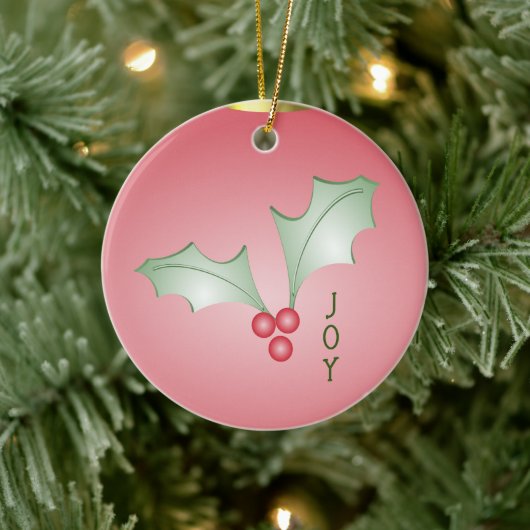 Aankoop van Holly Light Green Pink Christmas Keramisch Ornament (Boom)