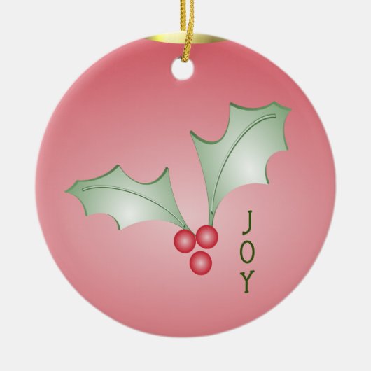 Aankoop van Holly Light Green Pink Christmas Keramisch Ornament (Voorkant)