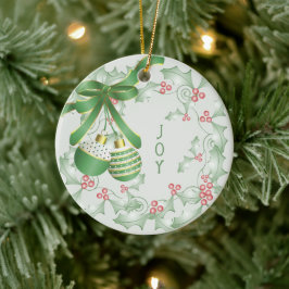 Aankoop van Holly Light Green Pink Christmas Keramisch Ornament