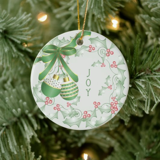 Aankoop van Holly Light Green Pink Christmas Keramisch Ornament (Boom)