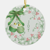 Aankoop van Holly Light Green Pink Christmas Keramisch Ornament (Voorkant)