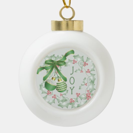 Aankoop van Holly Light Green Pink Christmas Keramische Bal Ornament (Voorkant)