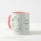 Aankoop van Holly Light Green Pink Christmas Mok (Voorkant links)