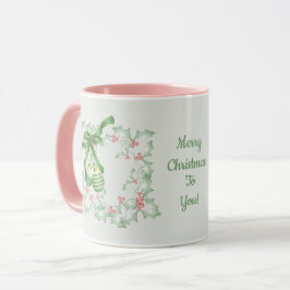 Aankoop van Holly Light Green Pink Christmas Mok