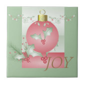 Aankoop van Holly Light Green Pink Christmas Tegeltje (Voorkant)