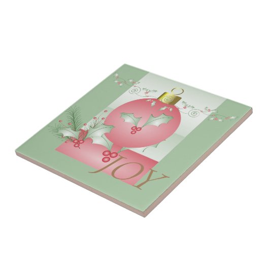 Aankoop van Holly Light Green Pink Christmas Tegeltje (Zijkant)