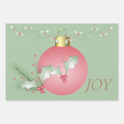 Aankoop van Holly Light Green Pink Inpakpapier Vel (Voorkant)