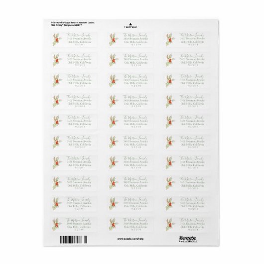 Aankopen van Holly Return Address Label (Full Sheet)
