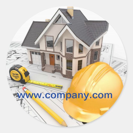 Aanleg renovatie Home Remodeling Contractor Constr Ronde Sticker (Voorkant)