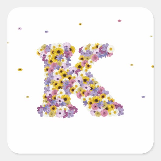Aanloopbrief K Vierkante Sticker (Voorkant)