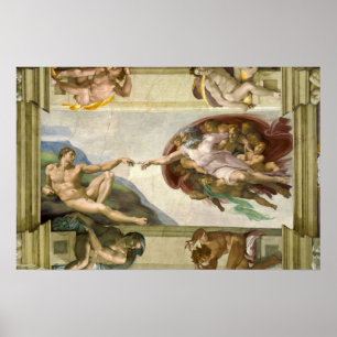 Aanmaak van Adam door Michelangelo,  Kunst Poster