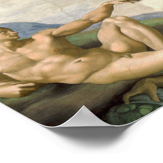 Aanmaak van Adam - Geschilderd door Michelangelo Poster (Hoek)