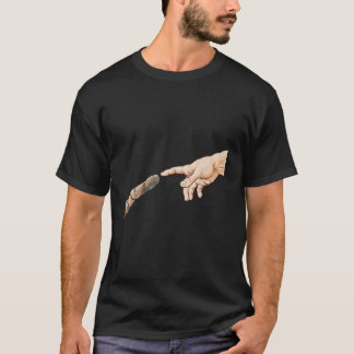 Aanmaak van Adam Hands Cat Michelangelo Touch of G T-shirt