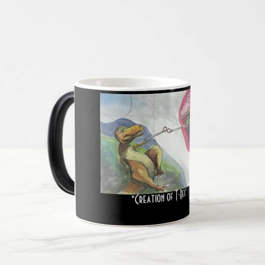 "Aanmaak van T-Rex" Magische Mok (Voorkant links)