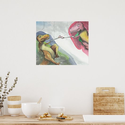 "Aanmaak van T-Rex" Poster (Keuken)
