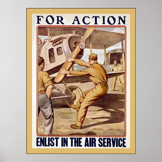 Aanmelden bij de luchtdienst ~  WW1-Poster Poster (Voorkant)