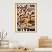 Aanmelden bij de luchtdienst ~  WW1-Poster Poster (Keuken)