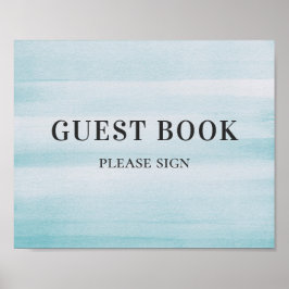 Aanmelden voor bezoekersregister. Waterverf blauwe Poster