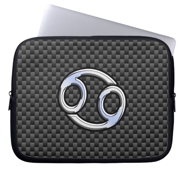 Aanmelden voor kankerdierentuin op koolstof afdruk laptop sleeve (Voorkant)