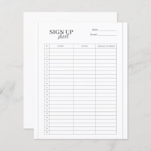 Aanmeldformulier sjabloon (Voorkant / Achterkant)